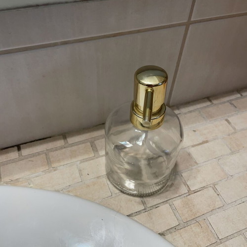 Zara Home glass soap dispenser like new with gold pump