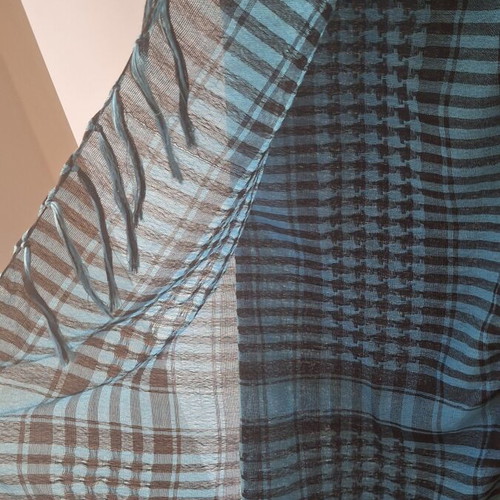 Pareo scarf in blue and black, like new, size up to Large