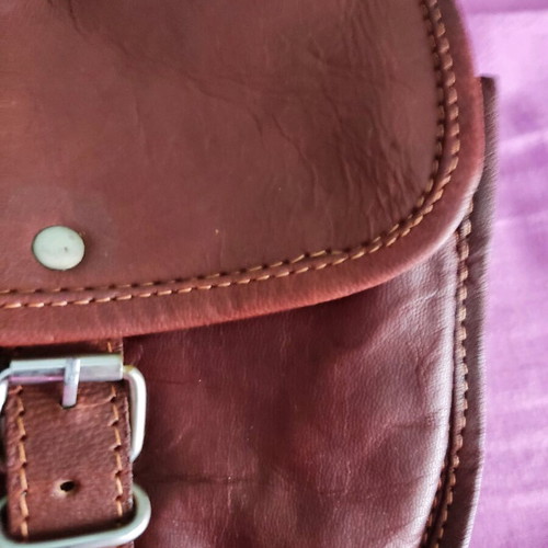 Satchel crossbody bag made of genuine leather, brown, new
