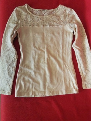 Blouse size S like new, beige and pink