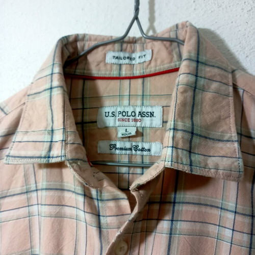 U.S. Polo Assn. men's slim fit shirt, like new, size L, peach