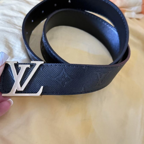 Leather belt new, black, with branded buckle