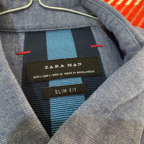 Zara Man Denim Shirt Slim Fit Large like new, blue