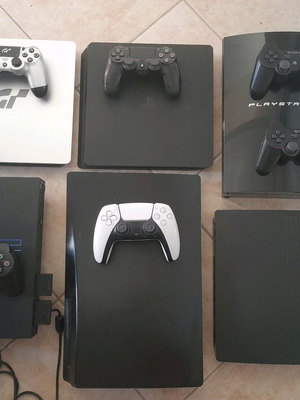 Sony PlayStation consoles bundle PS2, PS3 Fat, PS3 Slim, PS4, PS5
