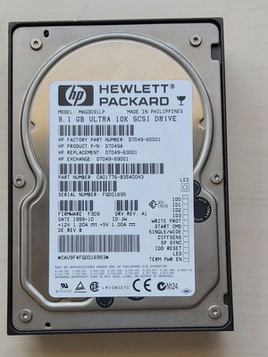 Hewlett Packard MAG3091LP 9.1GB Ultra 10K SCSI σκληρός δίσκος μεταχειρισμένος