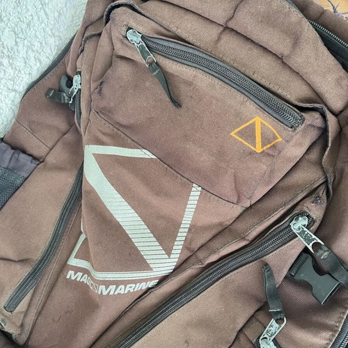 Magic Marine backpack used, brown and purple