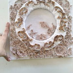 Handmade Mixed Media Relief Canvas Baroque Vintage Style 30x30 cm