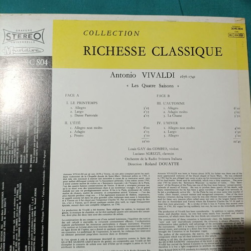 Vivaldi Les Quatre Saisons classical vinyl record