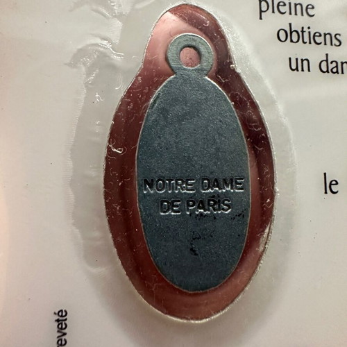Collectible Notre Dame pendant and prayer card new