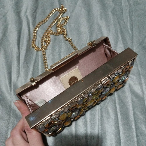 Metallic gold handbag with stones like new