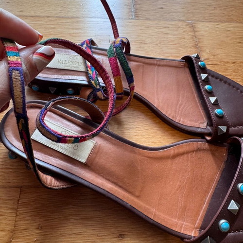 Valentino Garavani sandals used, brown with studs, size 38