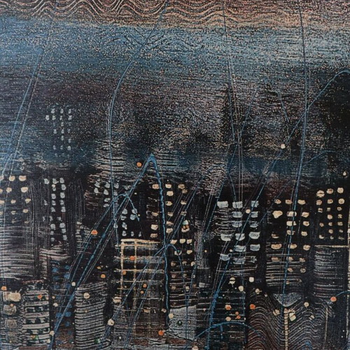 City VII Triptych D. Kaia Oilprint on Canvas like new