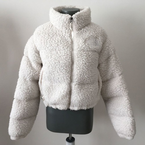 The North Face Nuptse Cropped High Pile Down Jacket used, cream, size S