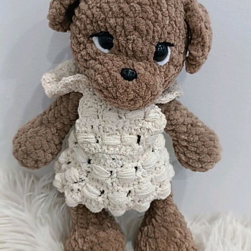 Crocheted Puppy with Silicone Filling New