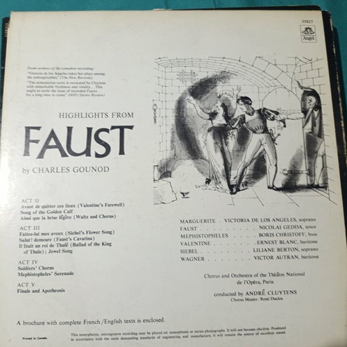 Gounod Faust Highlights vinyl record like new, classical