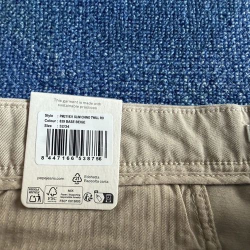 Pepe Jeans Slim Chino pants new, beige, men's size M