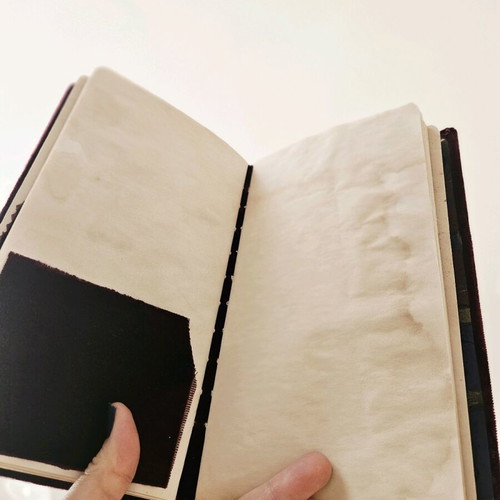 Handmade artistic notebook like new with velvet cover