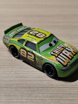 Mattel Disney Pixar Cars Darren Leadfoot Shiny Wax No. 82 употребявана метална количка Mcqueen