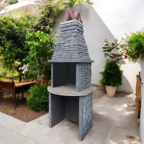 Concrete garden barbecue Lora new, gray and white