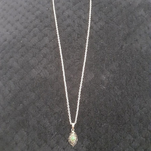 Vintage gold pendant with green stone from the 70s, like new