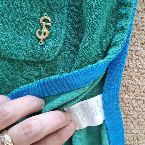 Sugarfree sleeveless terry top with hood like new, green and turquoise, size 12-14