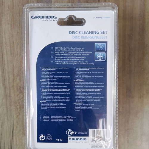 Grundig CD/DVD Cleaning Set new with Liquid and Velvet Cloth