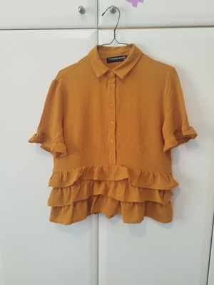 Women's shirt with ruffles ochre, new, size L