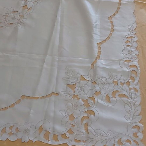 Tablecloth large square 1.34m beige cotton fabric new
