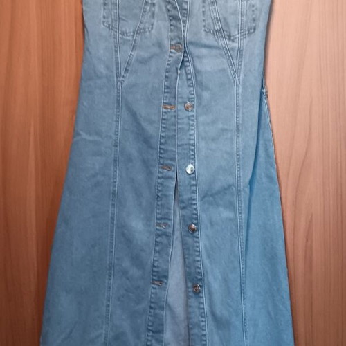 Pink Woman long denim dress, XS