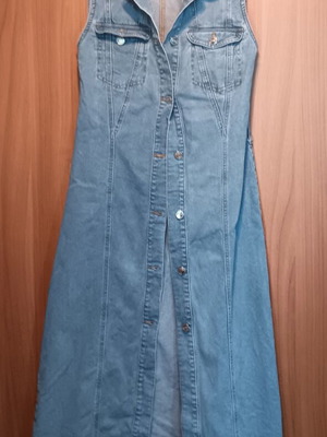 Pink Woman long denim dress, XS