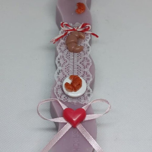 Zig Zag Candle Purple Handmade 24cm With Croissant Scent