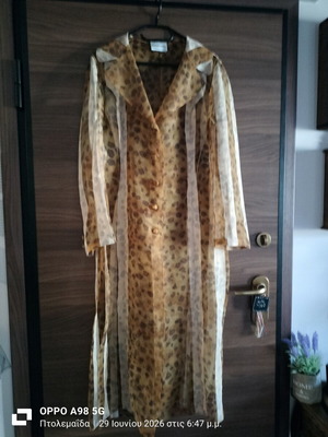 Dress transparent mid-length used, can be worn as trench coat, size L