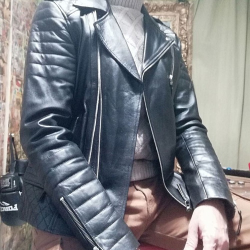Leather jacket like new, black, size M-L