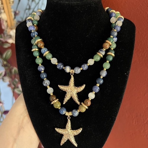 Handmade necklace with natural stones and unique boho design