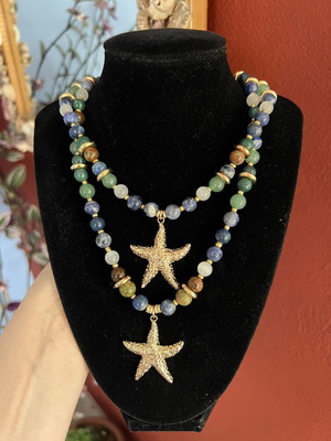 Handmade necklace with natural stones and unique boho design