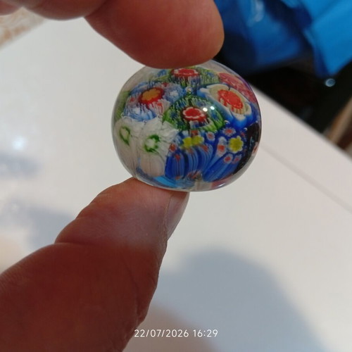 Paperweight Murano glass millefiori used with colorful floral design