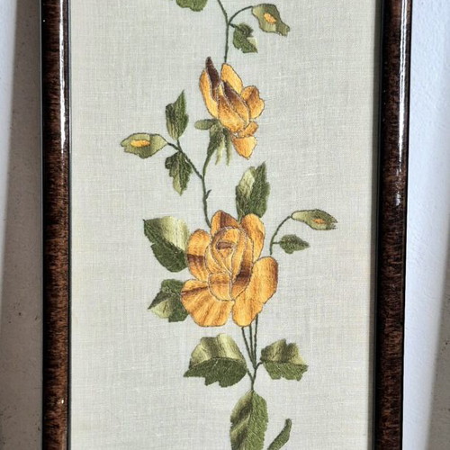 3 Vintage Embroidered Floral Frames set