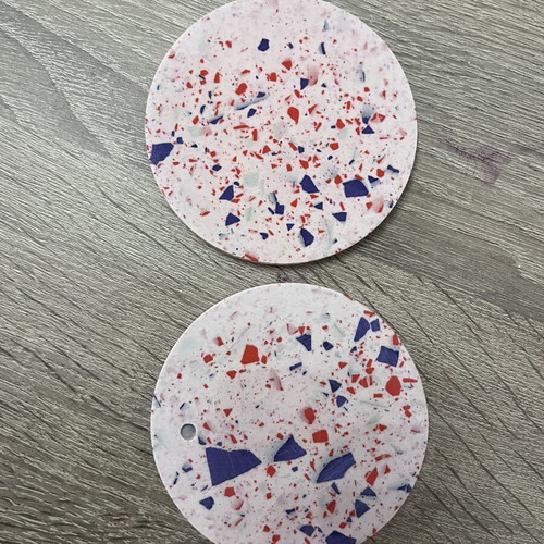 Handmade tray and coasters set with terrazzo mosaic effect, like new
