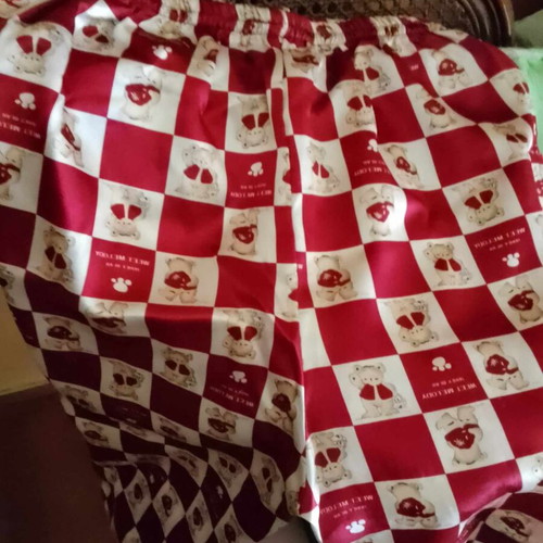 Satin pajamas with teddy bears new, bordeaux and ecru color