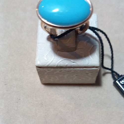 Gregio rose gold ring with turquoise stone new