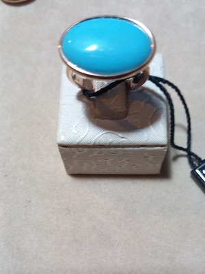 Gregio rose gold ring with turquoise stone new