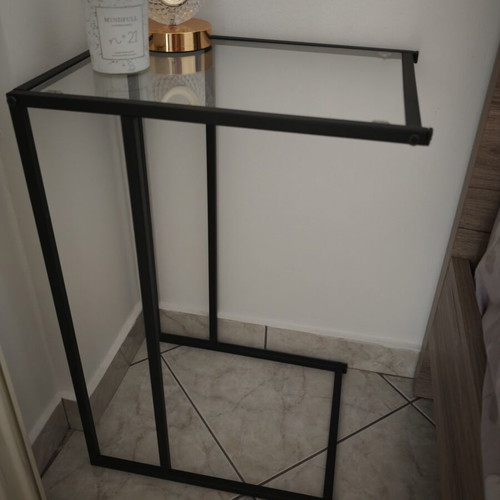 Glass Top Nightstands Set of Two Black Metal Like New