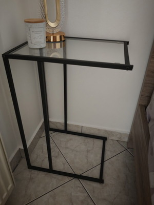 Glass Top Nightstands Set of Two Black Metal Like New