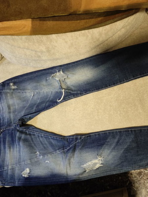 Jeans cotton ripped, size small, used, blue