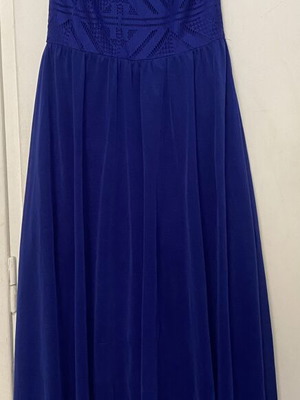Φόρεμα H&M σαν καινούργιο, μπλε ηλεκτρικ, ασύμμετρο τελείωμα, δαντέλα