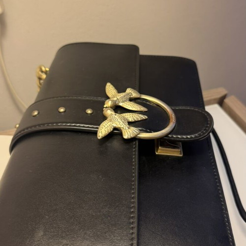 Pinko black leather shoulder bag