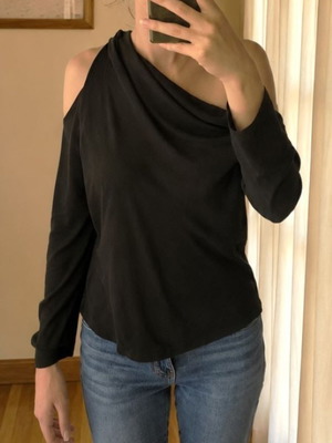 ASOS Elegant Black Blouse with Cold Shoulder Size S Like New