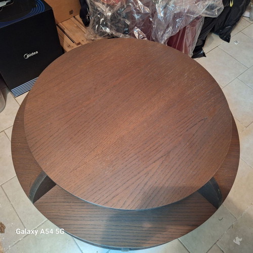 Coffee table used, round shape with storage compartments