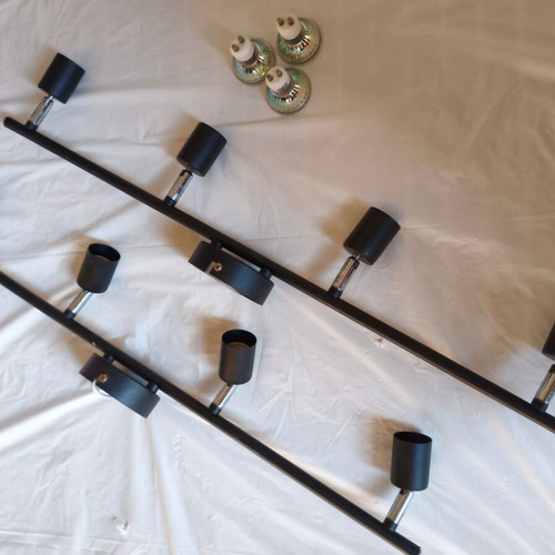 Ceiling light set 2x4 GU10 spot black used, 8 lighting points