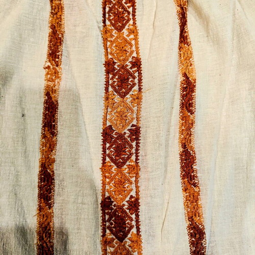 Embroidered Linen Boho Blouse like new, beige and cream